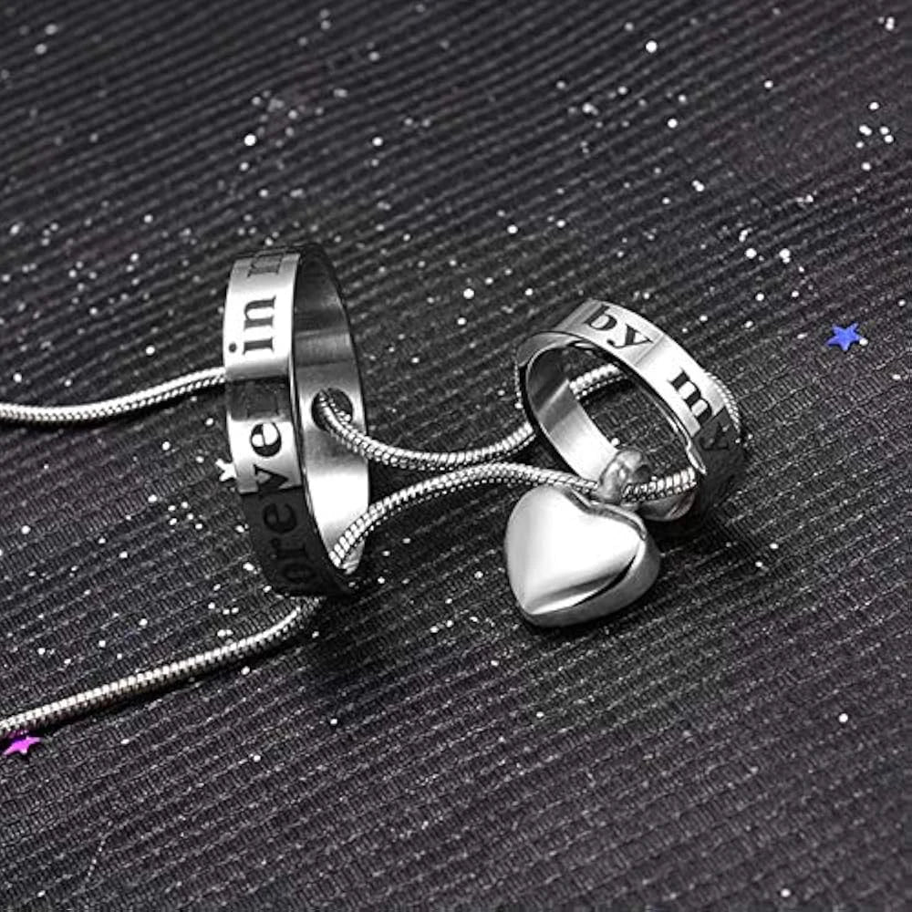 Cremation Jewelry Double Ring Urn Pendant Necklace - Smarsty