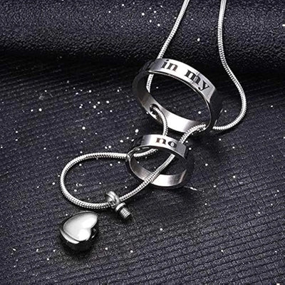 Cremation Jewelry Double Ring Urn Pendant Necklace - Smarsty