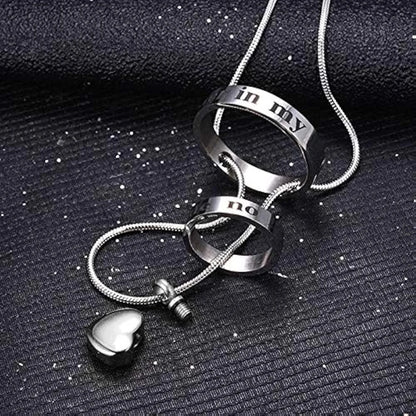 Cremation Jewelry Double Ring Urn Pendant Necklace - Smarsty
