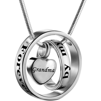 Cremation Jewelry Double Ring Urn Pendant Necklace - Smarsty