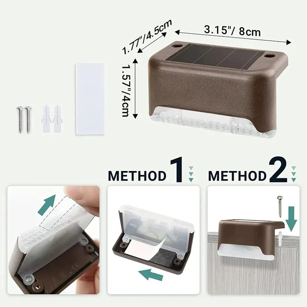 Warm White Solar LED Step Lights for Outdoor Safety - Smarsty