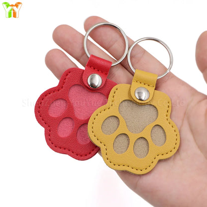 Leather Pet Memorial Keychain with Cat Paw Design - Smarsty