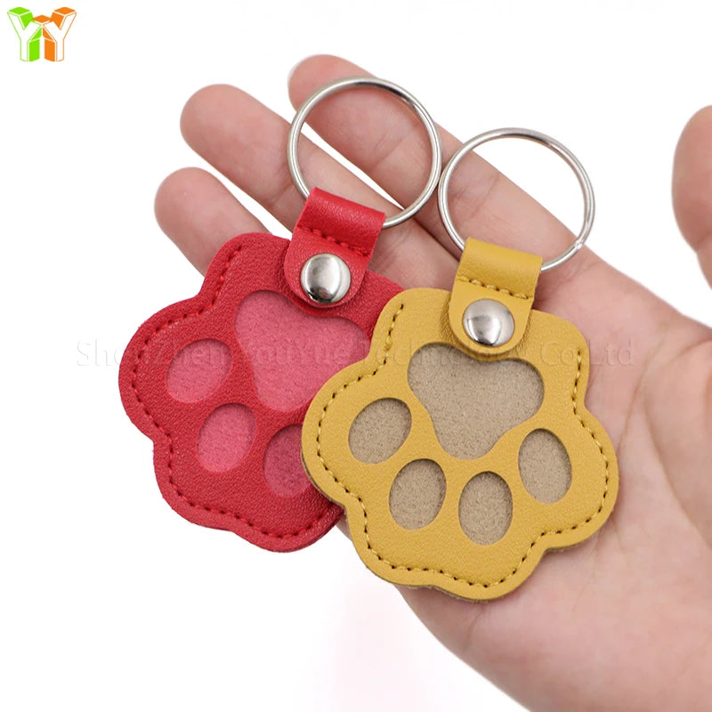 Leather Pet Memorial Keychain with Cat Paw Design - Smarsty