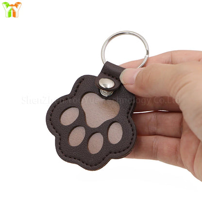 Leather Pet Memorial Keychain with Cat Paw Design - Smarsty