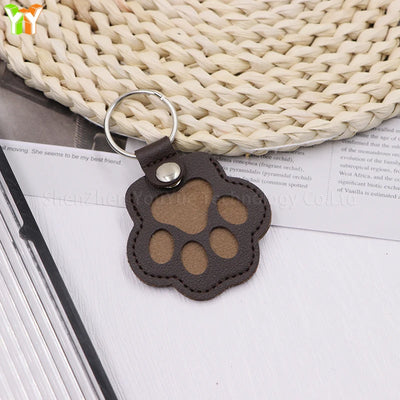 Leather Pet Memorial Keychain with Cat Paw Design - Smarsty