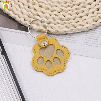 Leather Pet Memorial Keychain with Cat Paw Design - Smarsty