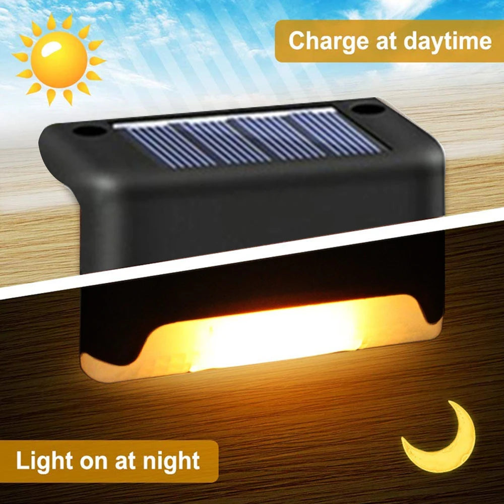 Warm White LED Solar Step Lamp for Outdoor Lighting - Smarsty