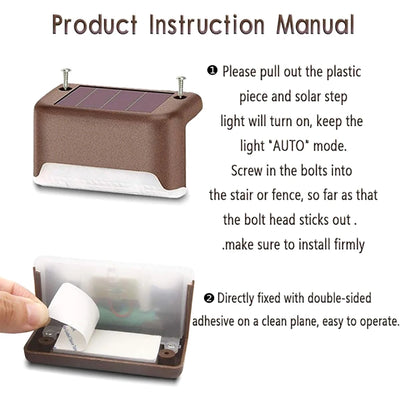 Warm White LED Solar Step Lamp for Outdoor Lighting - Smarsty