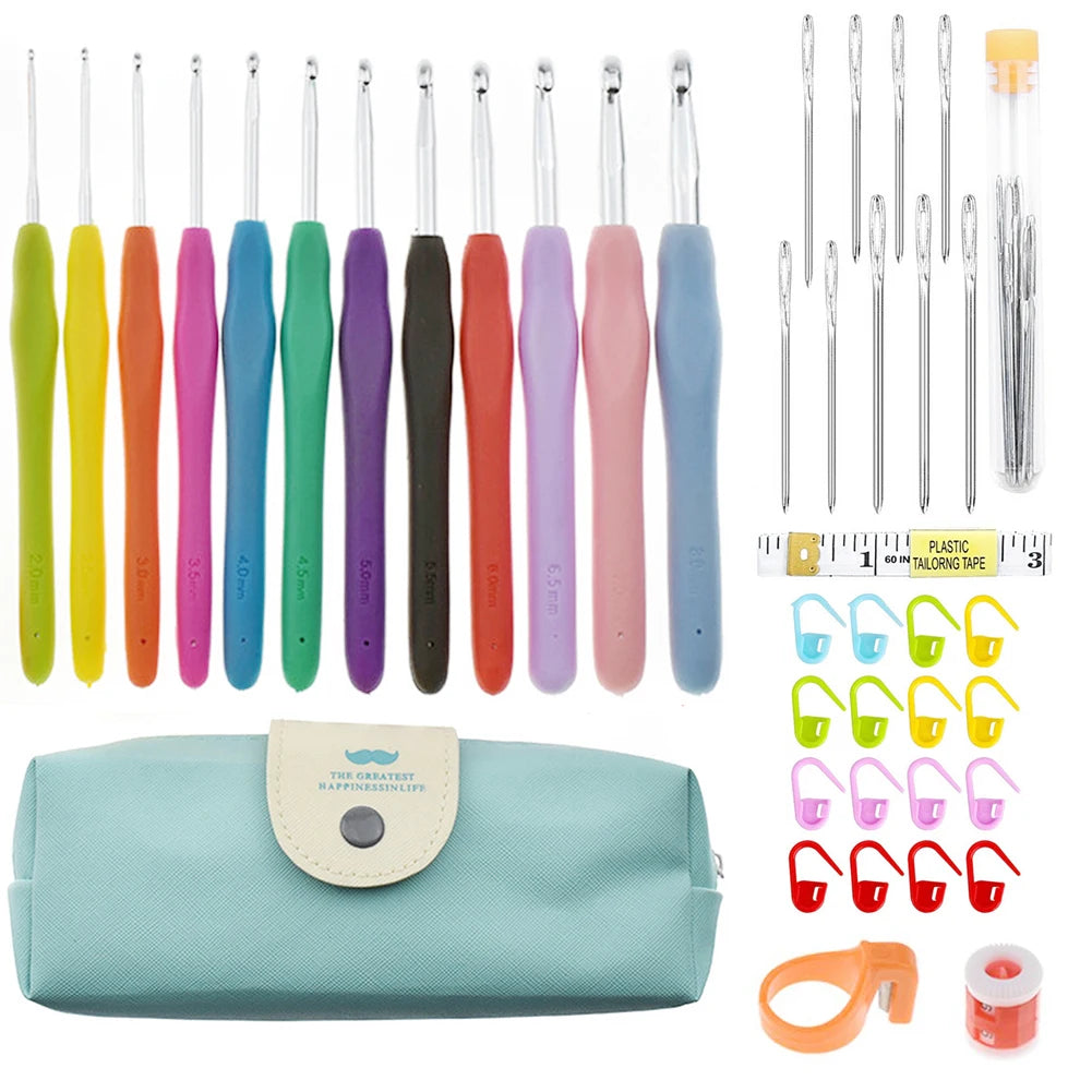 Aluminum Crochet Hooks Kit with Ergonomic Grips - Smarsty