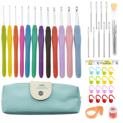 Aluminum Crochet Hooks Kit with Ergonomic Grips - Smarsty