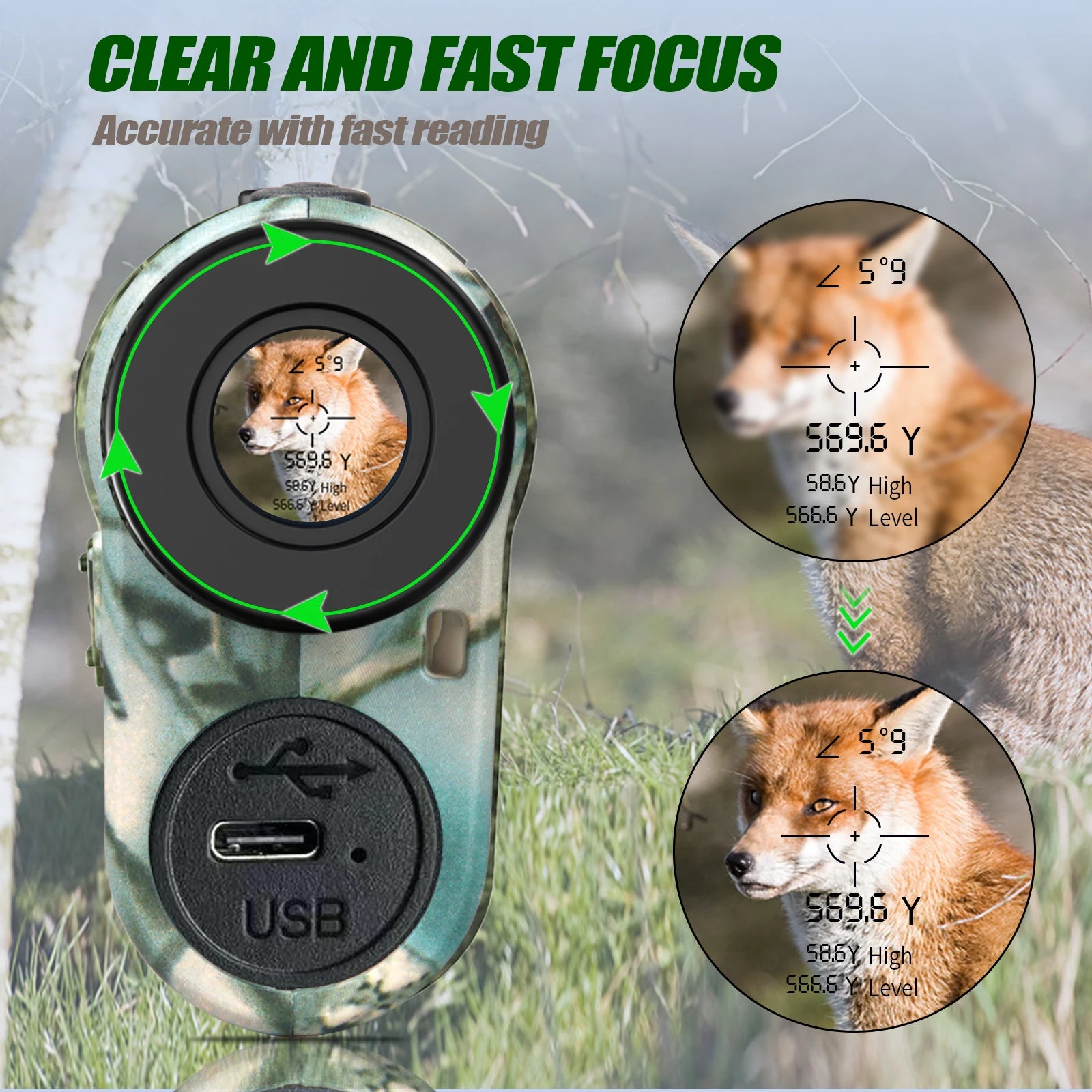 Revasri 1000 Yards Hunting Laser Rangefinder with Rechargeable Battery - Smarsty