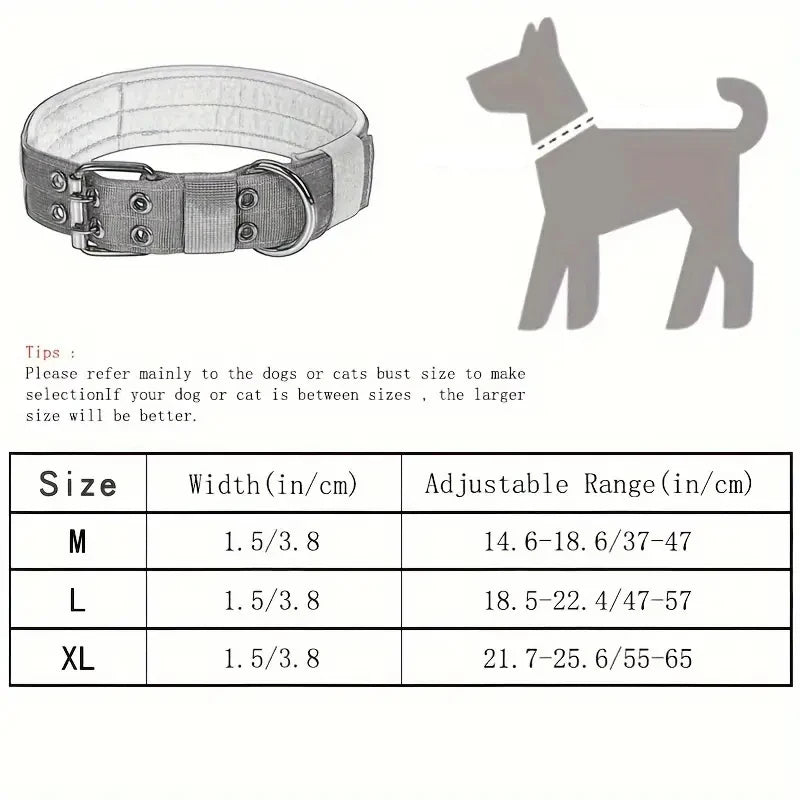 Adjustable Nylon Tactical Dog Collar for Medium to Large Dogs - Smarsty