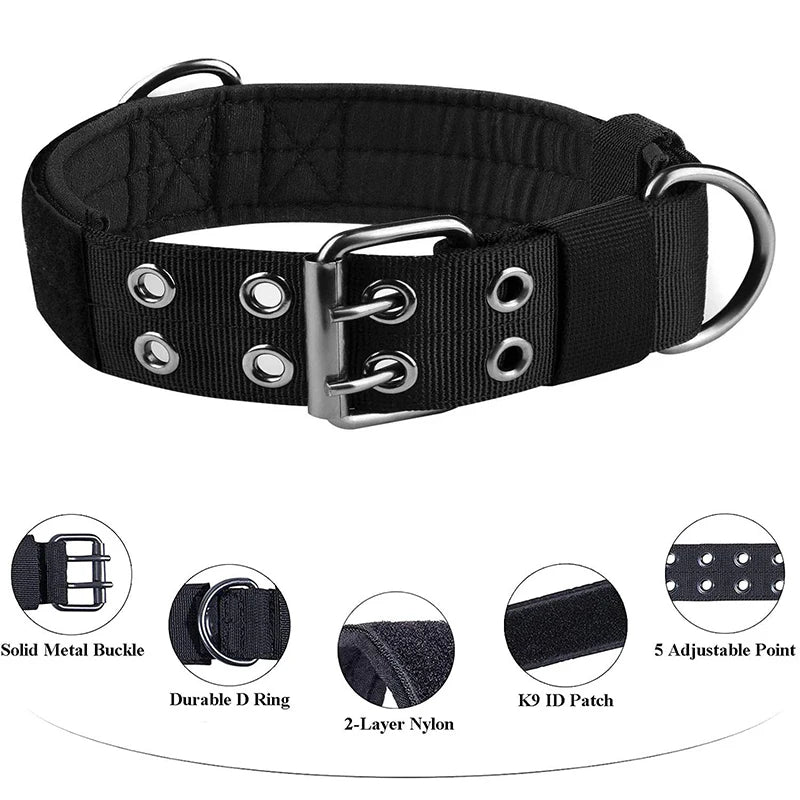 Adjustable Nylon Tactical Dog Collar for Medium to Large Dogs - Smarsty