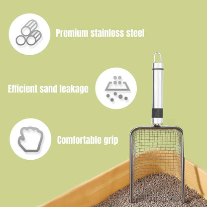 Durable Stainless Steel Cat Litter Scoop with Aluminum Handle - Smarsty