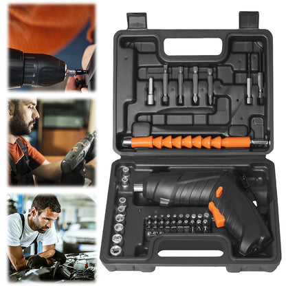 Cordless Electric Screwdriver with Rotating Handle and LED Light - Smarsty