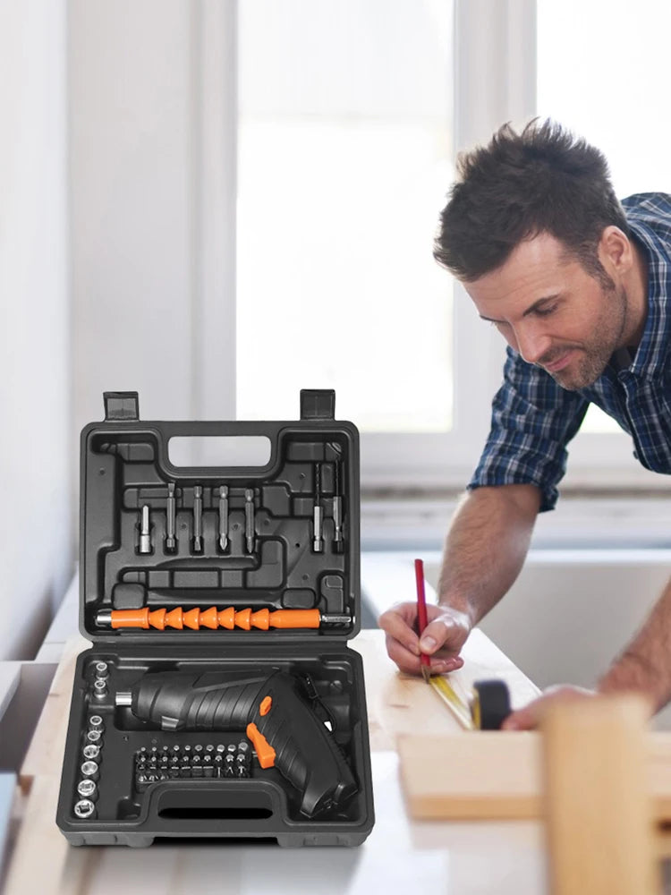 Cordless Electric Screwdriver with Rotating Handle and LED Light - Smarsty