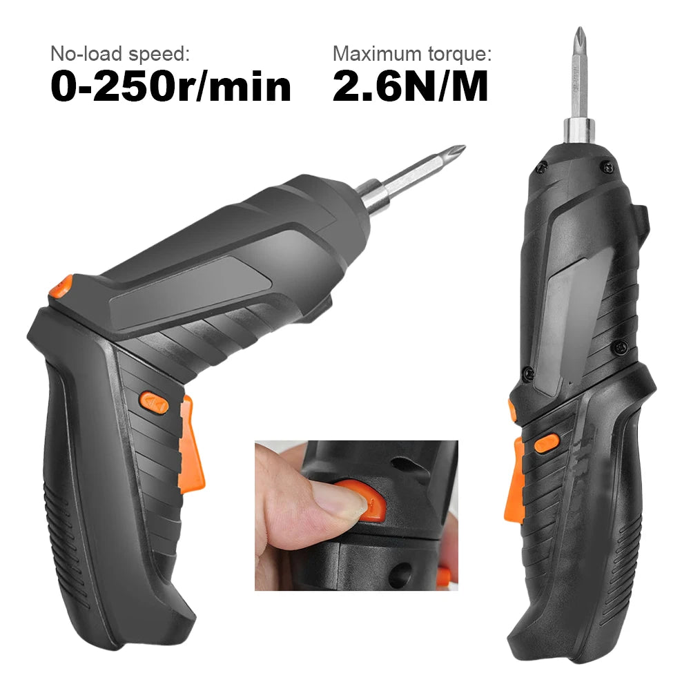 Cordless Electric Screwdriver with Rotating Handle and LED Light - Smarsty