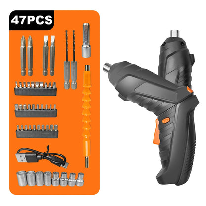 Cordless Electric Screwdriver with Rotating Handle and LED Light - Smarsty