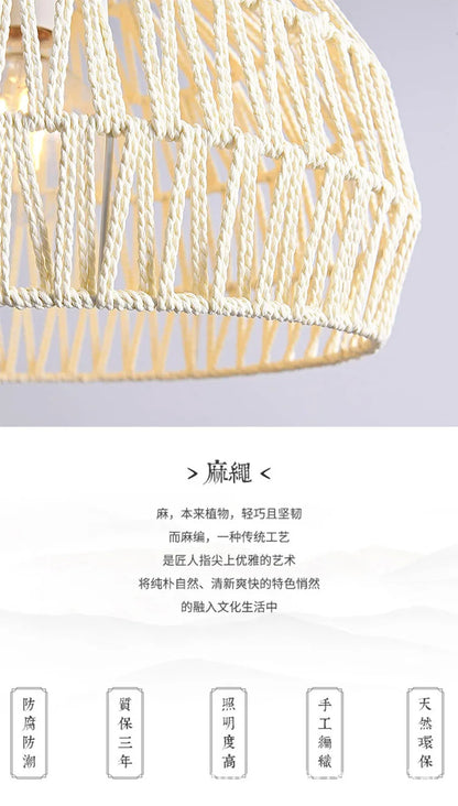 Japanese-Style Hemp Rope Pendant Lights for Cozy Interiors - Smarsty