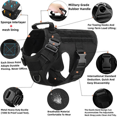 Tactical Dog Harness and Leash Set for All Breeds - Smarsty