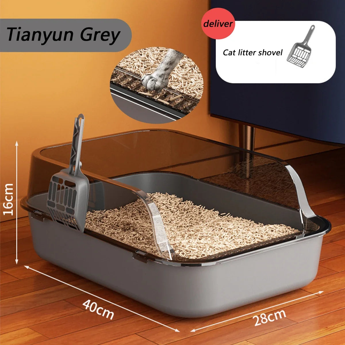 Thickened Splashproof Cat Litter Box with Scoop - Smarsty