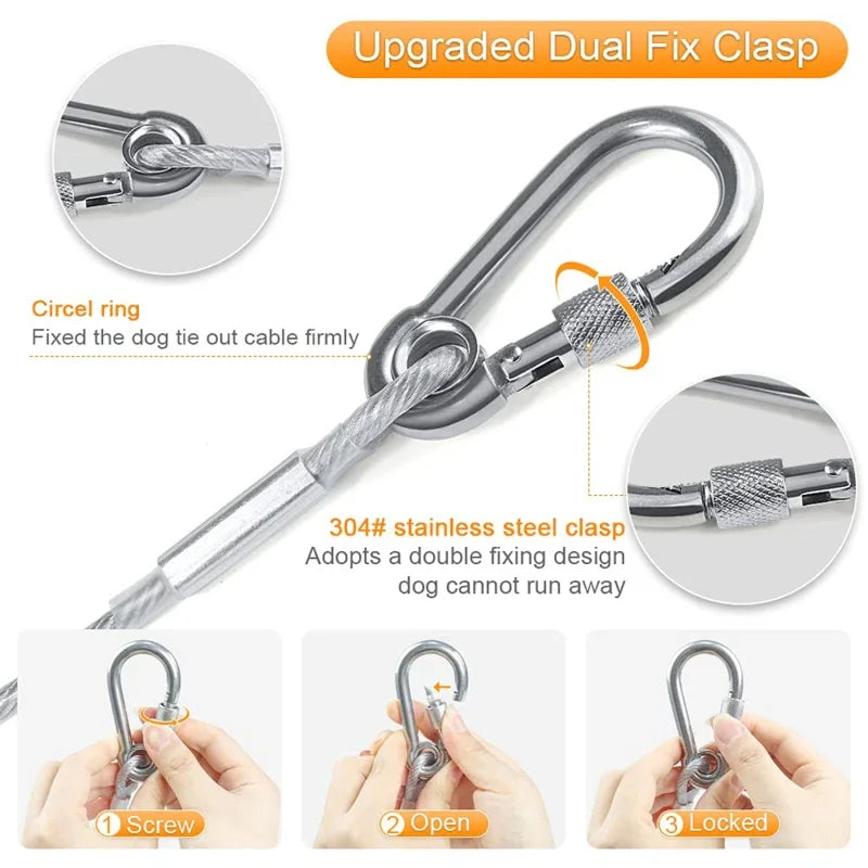 Double-Headed Dog Tie Out Cable Leash for Outdoor Training - Smarsty