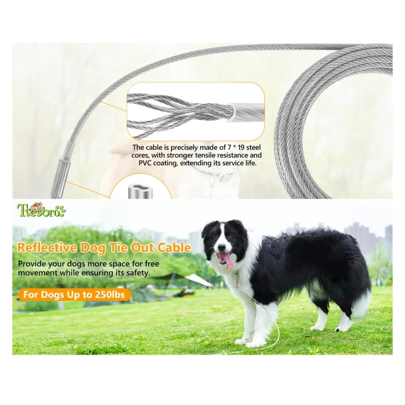 Double-Headed Dog Tie Out Cable Leash for Outdoor Training - Smarsty