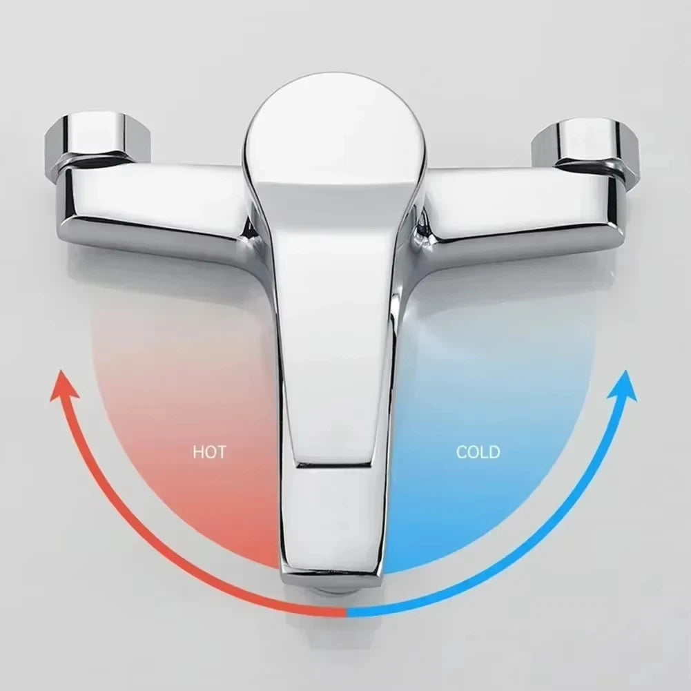 Chrome Wall Mounted Zinc Alloy Basin Faucet Mixer - Smarsty