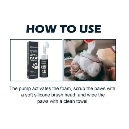 Dog Paw Cleaning Foam with Silicone Brush Easy Rinse-Free Solution - Smarsty