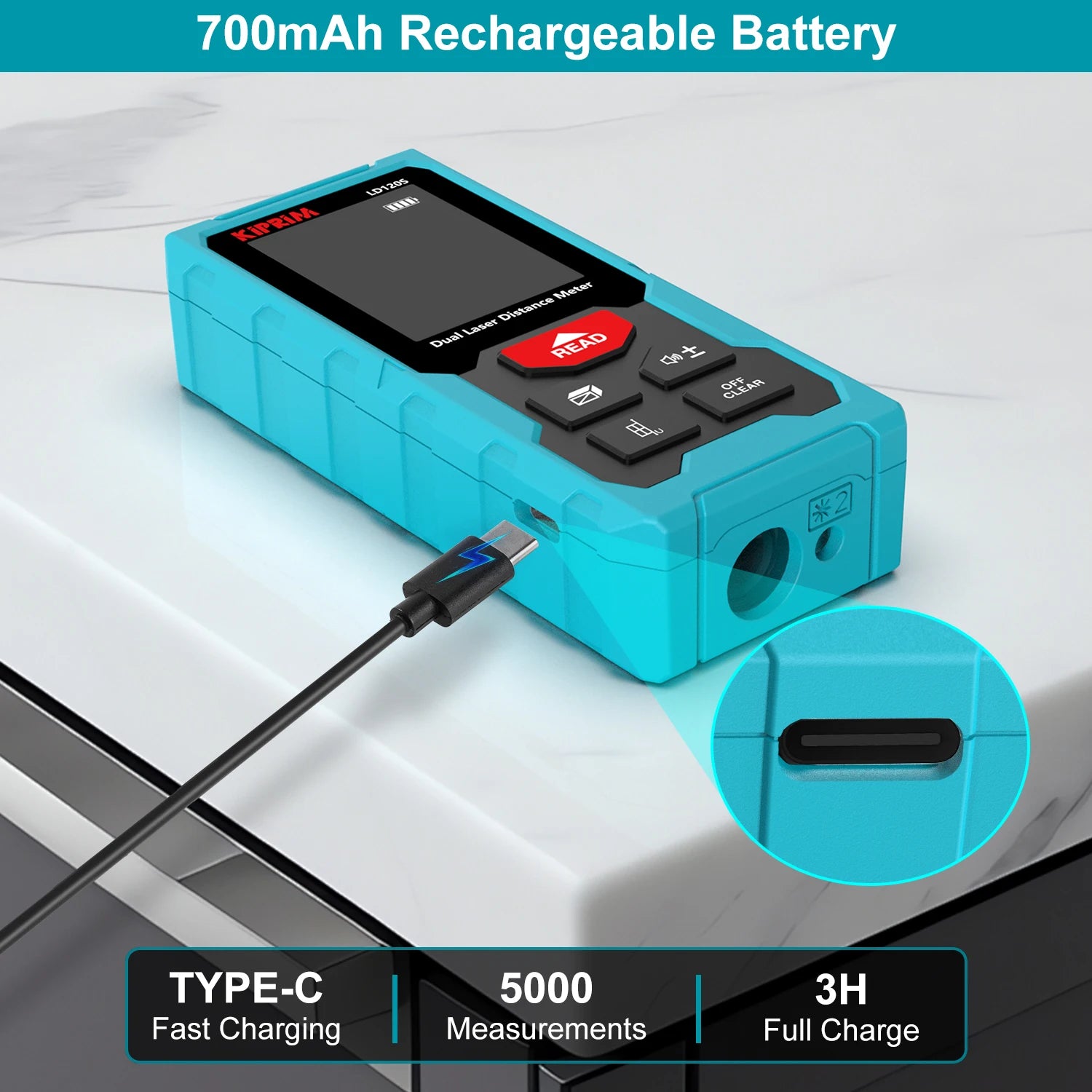 Kiprim Rechargeable Dual Laser Distance Meter 120m - Smarsty