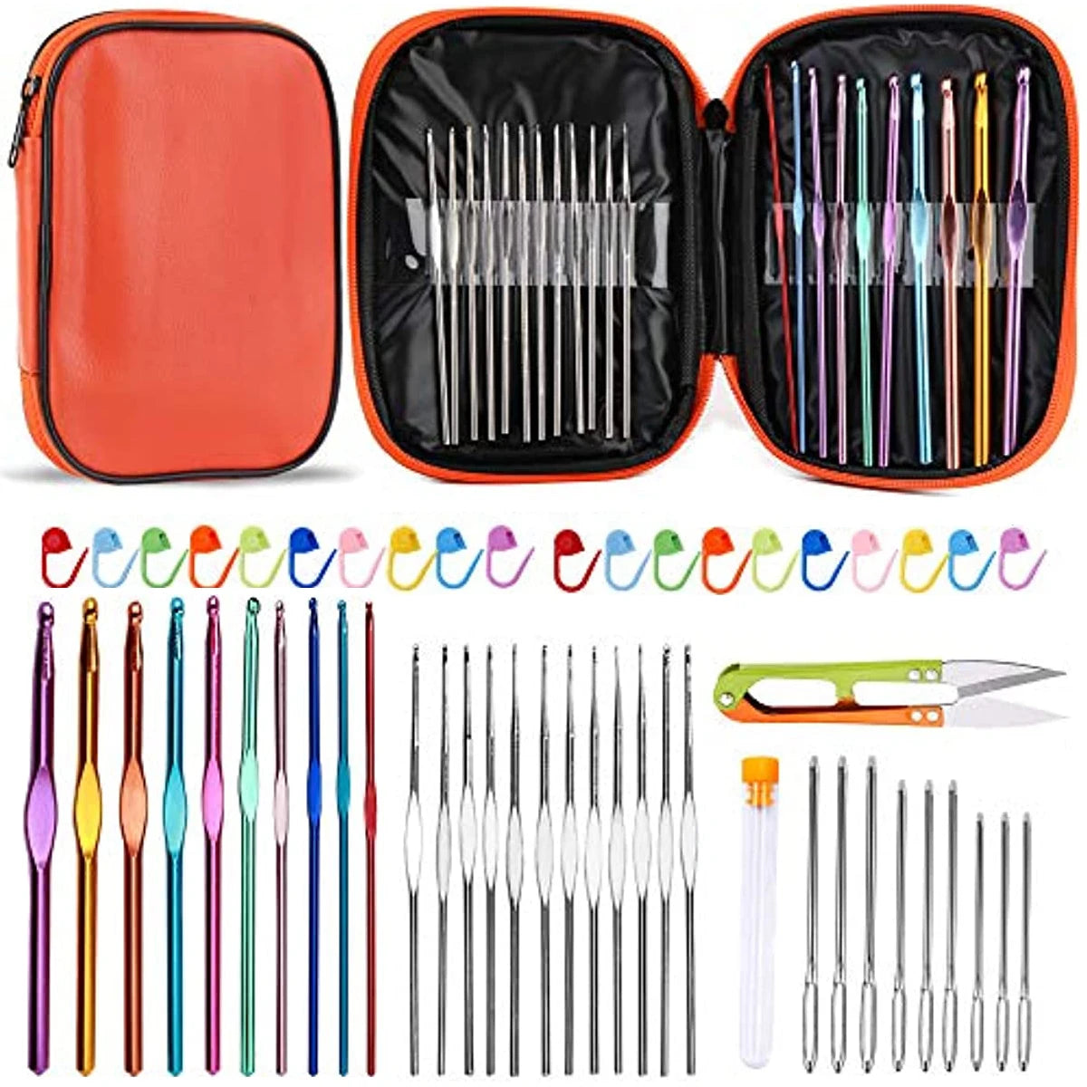 KRABALL 54PCS Ergonomic Crochet Needles Set with Storage Case - Smarsty