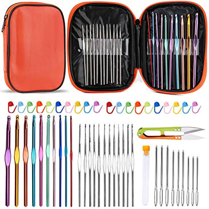 KRABALL 54PCS Ergonomic Crochet Needles Set with Storage Case - Smarsty