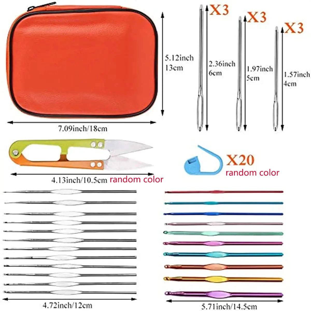 KRABALL 54PCS Ergonomic Crochet Needles Set with Storage Case - Smarsty