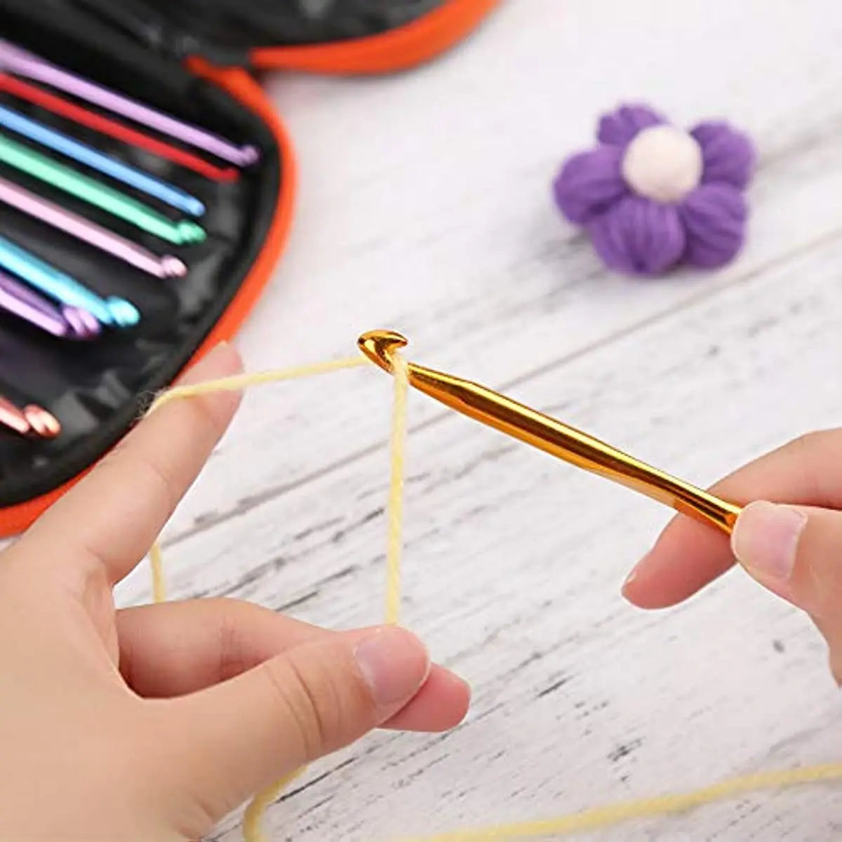 KRABALL 54PCS Ergonomic Crochet Needles Set with Storage Case - Smarsty
