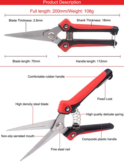 Stainless Steel Pruning Shears with Non Slip Handle - Smarsty