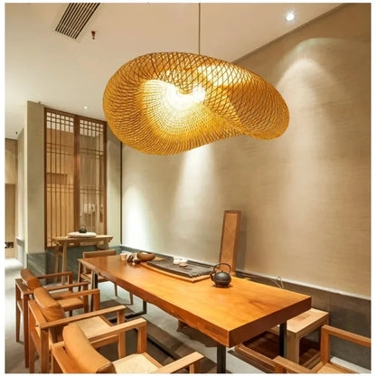 Handmade Bamboo LED Pendant Light Vintage Chandelier - Smarsty
