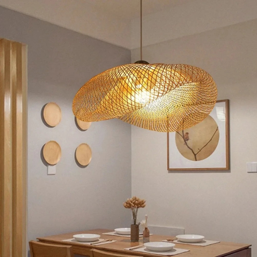 Handmade Bamboo LED Pendant Light Vintage Chandelier - Smarsty
