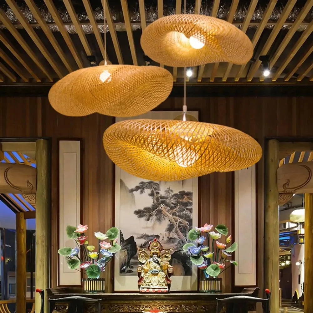 Handmade Bamboo LED Pendant Light Vintage Chandelier - Smarsty