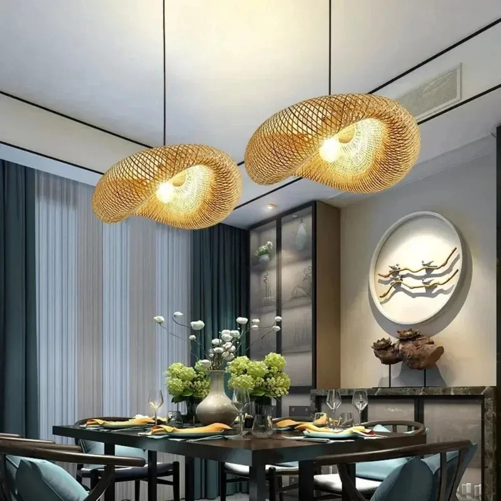 Handmade Bamboo LED Pendant Light Vintage Chandelier - Smarsty