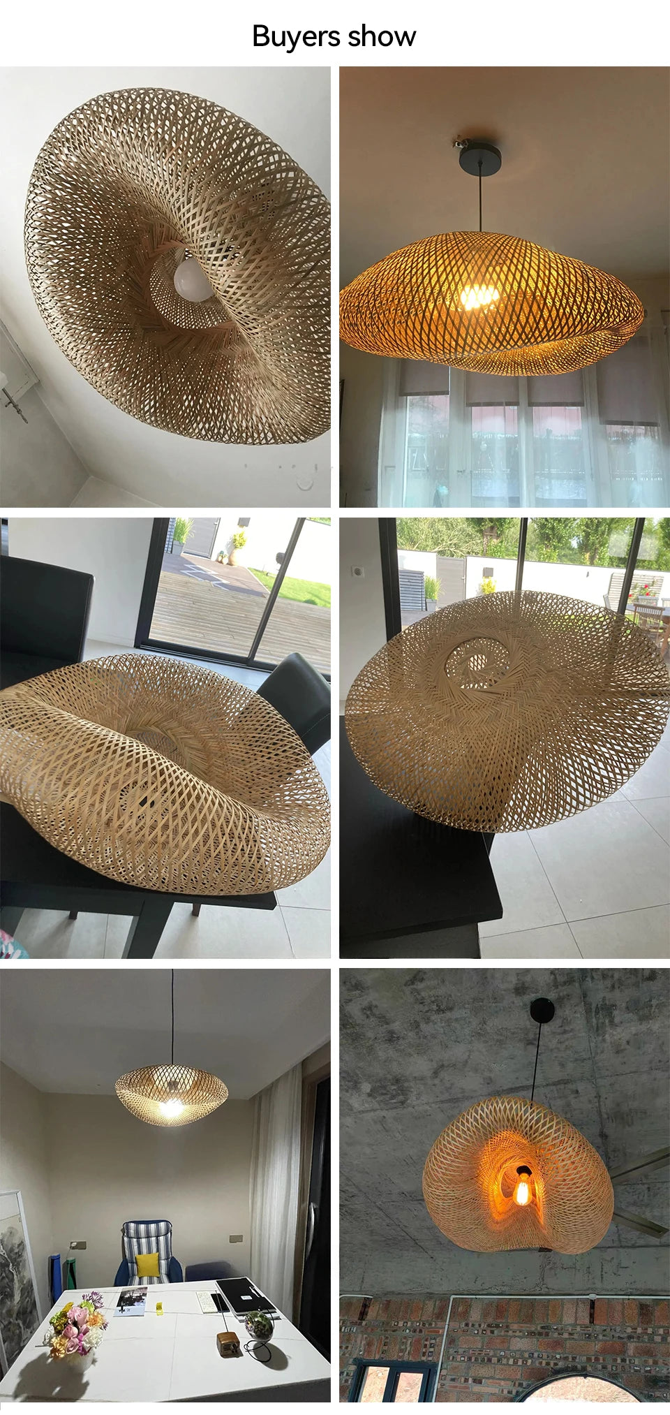 Handmade Bamboo LED Pendant Light Vintage Chandelier - Smarsty