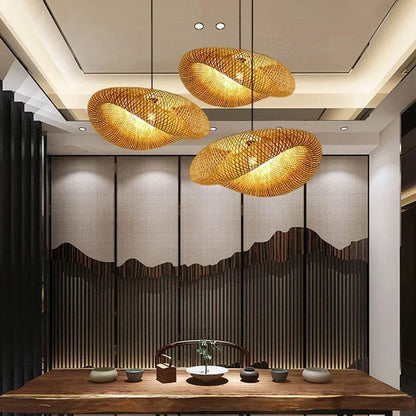 Handmade Bamboo LED Pendant Light Vintage Chandelier - Smarsty