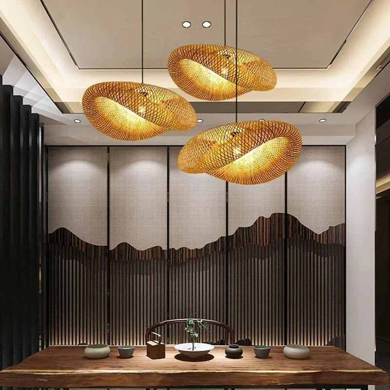 Handmade Bamboo LED Pendant Light Vintage Chandelier - Smarsty