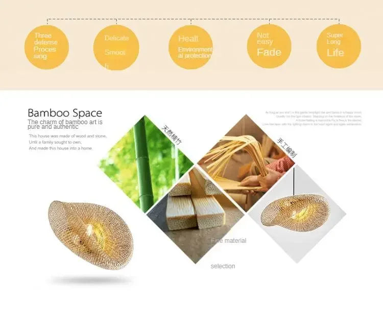 Handmade Bamboo LED Pendant Light Vintage Chandelier - Smarsty