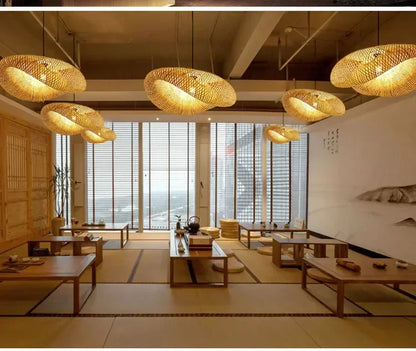 Handmade Bamboo LED Pendant Light Vintage Chandelier - Smarsty