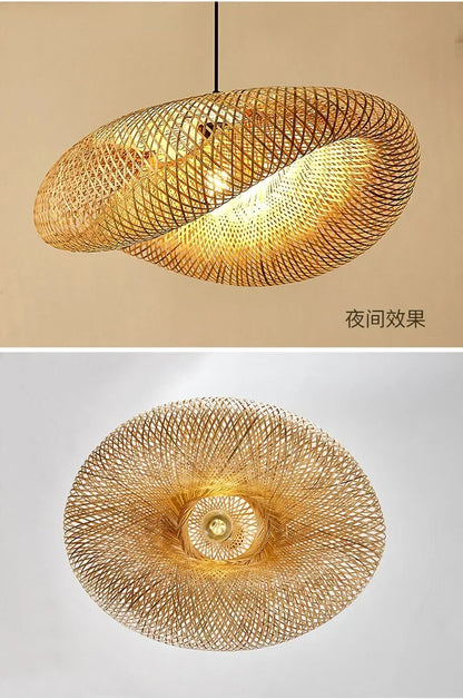 Handmade Bamboo LED Pendant Light Vintage Chandelier - Smarsty