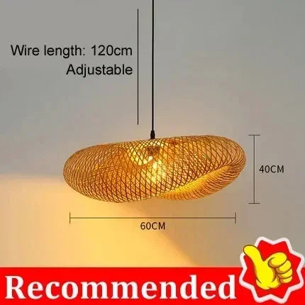 Handmade Bamboo LED Pendant Light Vintage Chandelier - Smarsty