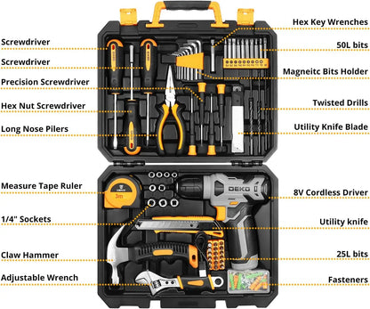 DEKO 126 Piece Power Tool Combo Kit with Lightweight Cordless Drill - Smarsty