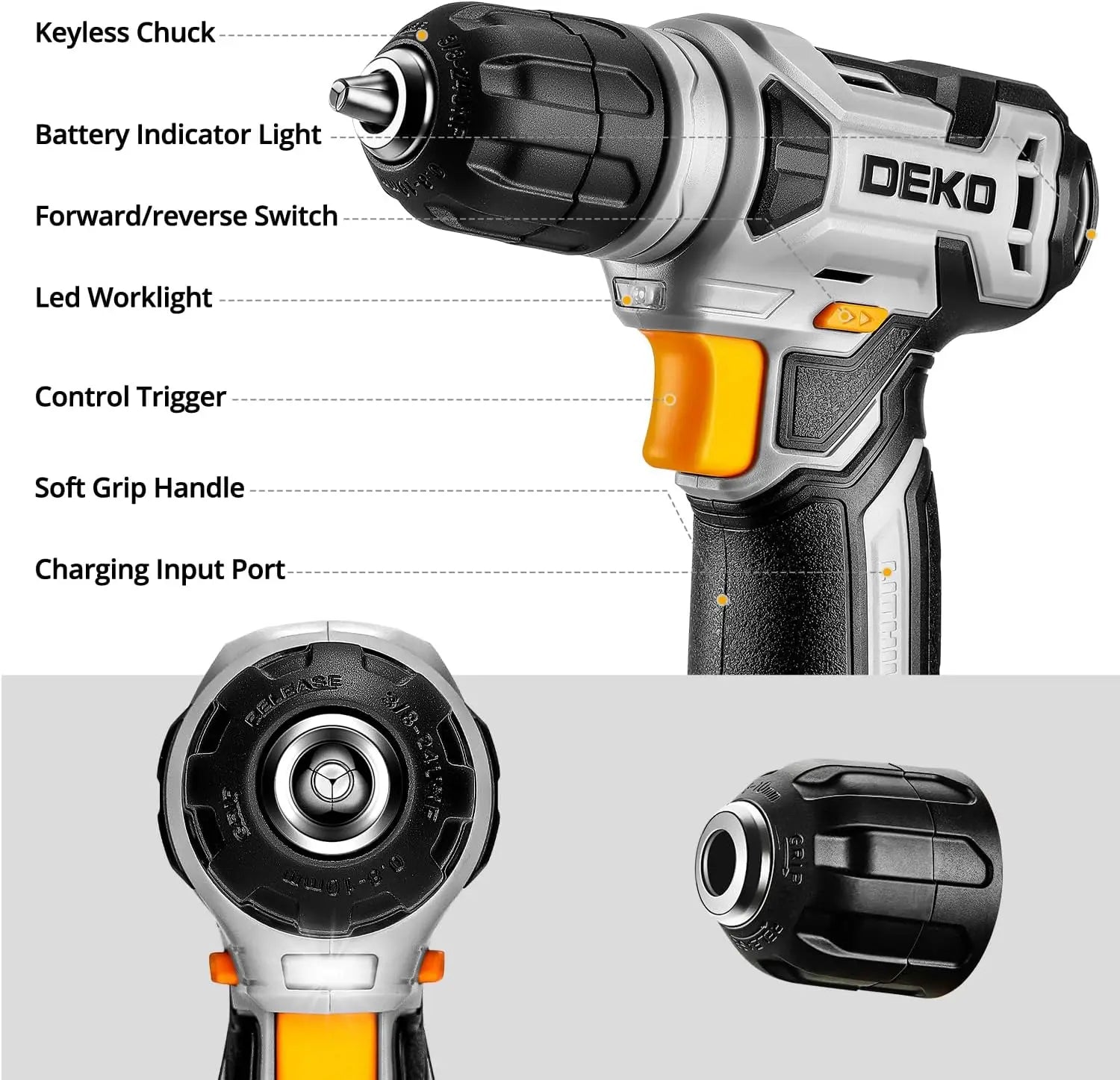 DEKO 126 Piece Power Tool Combo Kit with Lightweight Cordless Drill - Smarsty