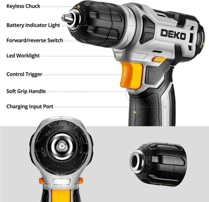DEKO 126 Piece Power Tool Combo Kit with Lightweight Cordless Drill - Smarsty