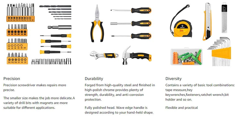 DEKO 126 Piece Power Tool Combo Kit with Lightweight Cordless Drill - Smarsty